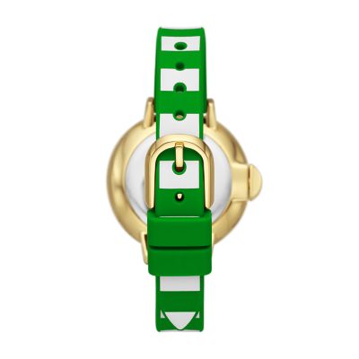 kate spade new york park row three-hand green stripe silicone watch -  KSW1754 - Watch Station