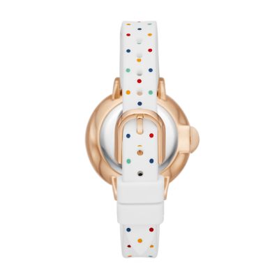 kate spade new york park row three hand white multi dot silicone watch KSW1755 Watch Station