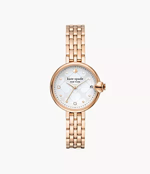 kate spade new york chelsea park three-hand date rose gold-tone stainless steel watch