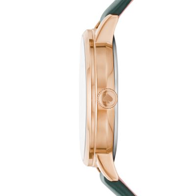 kate spade new york metro three-hand green leather watch - KSW1766