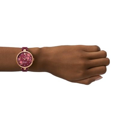 Kate Spade maroon and gold leather hot watch