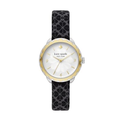 kate spade new york morningside three-hand black jacquard watch