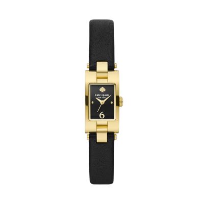 Kate Spade New York Women's Brookville Three-Hand Black Leather Watch - Black