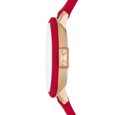 kate spade new york park row three hand red silicone watch KSW1783 Watch Station