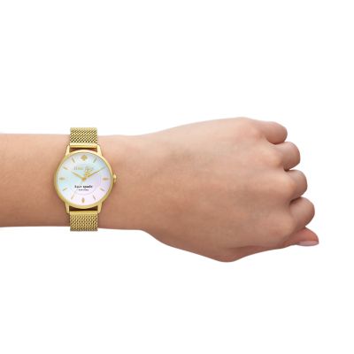 kate spade new york metro three-hand gold-tone stainless steel mesh watch -  KSW1789 - Watch Station