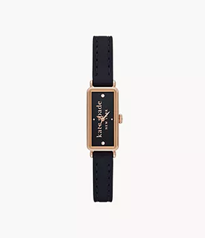 kate spade new york rosedale three-hand blue leather watch