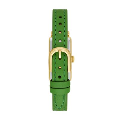 kate spade new york rosedale three-hand green leather watch