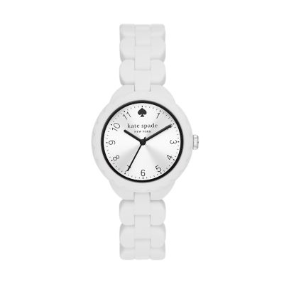 kate spade new york morningside three-hand white silicone watch