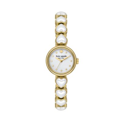 Kate Spade New York Women's Monroe Heart Pearl Bracelet Watch - Gold / White
