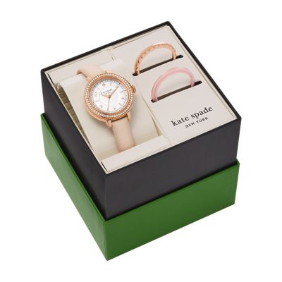 kate spade new york morningside pink leather watch case set