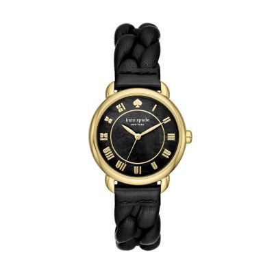 Kate Spade New York Women's Lily Avenue Black Leather Watch - Black