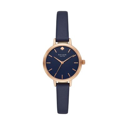 kate spade new york metro three hand navy leather watch KSW9004