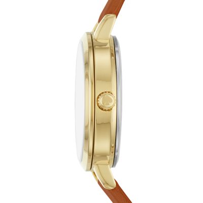 kate spade new york metro three-hand brown leather watch - KSW9006