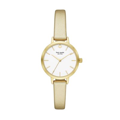 kate spade new york metro three-hand navy leather watch - KSW9004