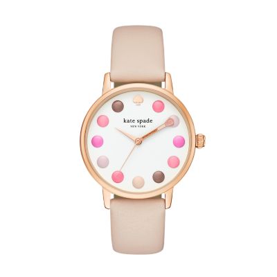 kate spade new york metro three hand vachetta leather watch