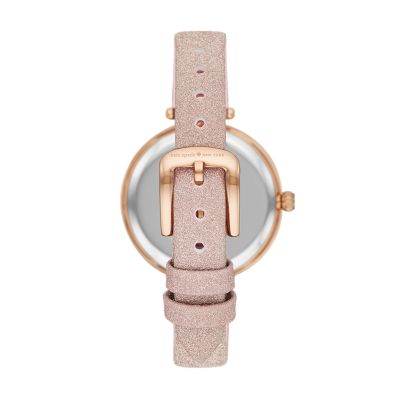 kate spade new york holland three-hand rose gold-tone glitter 