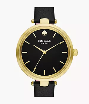 kate spade new york holland black leather watch