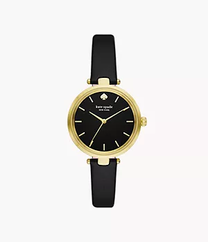 kate spade new york holland black leather watch