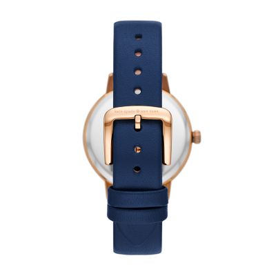 Kate Spade New York Metro Three-Hand Navy Leather Cocktail Watch - KSW9051  - Watch Station