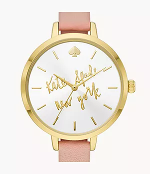 Kate Spade New York Metro Three-Hand Blush Leather Watch and Strap Set