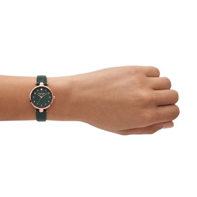 kate spade new york holland three-hand green leather watch