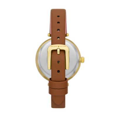 Kate fashion Spade elegant brown leather double wrap watch NIB