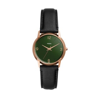 The Archival Series Mood Watch Three Hand Black Leather Watch