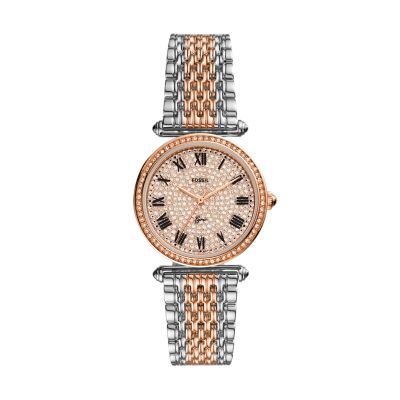 Lyric Three Hand Rose Gold Tone Stainless Steel Watch ES4711