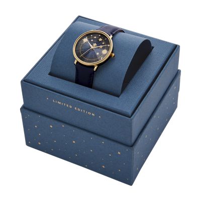 Limited Edition Prismatic Mystic Three-Hand Navy Leather Watch - Fossil