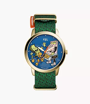 The Minimalist Archival Series Three-Hand Green Nylon Watch