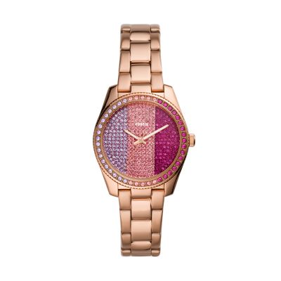 Fossil scarlette rose gold watch sale