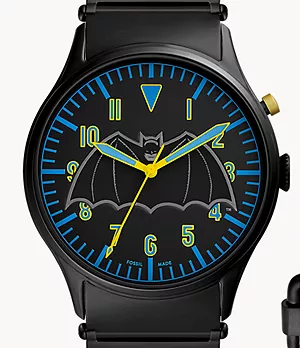 Conjunto de reloj Batman™ Legacy de edición limitada de acero inoxidable negro con tres agujas