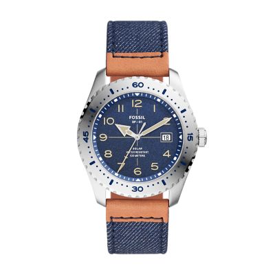 Limited Edition Df 01 Solar powered Navy Leather And Denim Watch