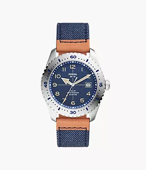 Limited Edition DF-01 Solar-Powered Navy Leather and Canvas Watch