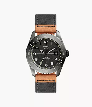 Limited Edition Df-01 Solar-powered Black Leather And Denim Watch