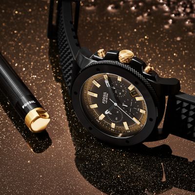 Limited Edition Mega Machine Chronograph Black Silicone Watch and