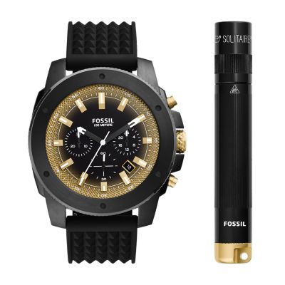 Fossil machine chronograph on sale black silicone watch