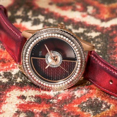 Fossil red 2025 watch women's