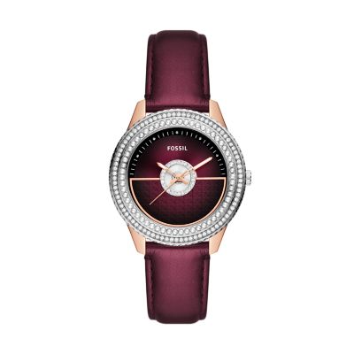 Burgundy strap watch hot sale