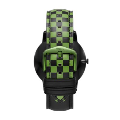 THE BATMAN™ X FOSSIL 限定版 RIDDLER 三針 ブラックレザーウォッチ