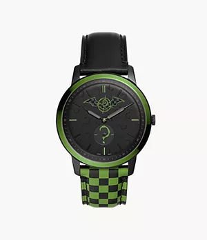THE BATMAN™ X FOSSIL Limited Edition Riddler Three-Hand Black Leather Watch