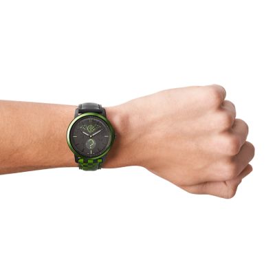 THE BATMAN™ X FOSSIL 限定版 RIDDLER 三針 ブラックレザーウォッチ ...