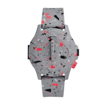 Fossil Men Staple X Fossil Limited Edition Nate Sundial Pigeon Grey Silicone Watch