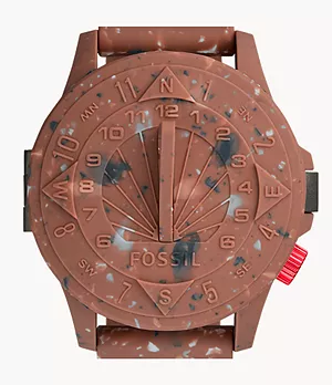 Uhr Nate Limited Edition Staple X Fossil Sonnenuhr Silikon terracotta