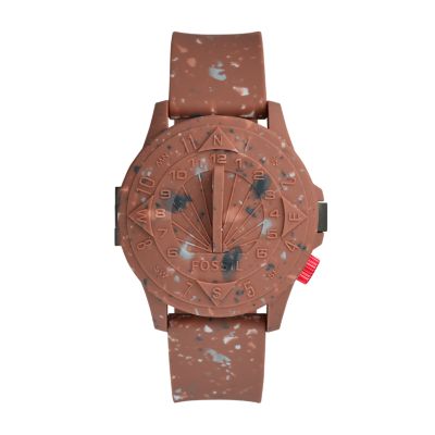 Fossil Men Staple X Fossil Limited Edition Nate Sundial Terra Cotta Silicone Watch