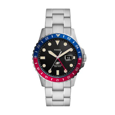 Reloj Fossil Blue GMT de silicona negra