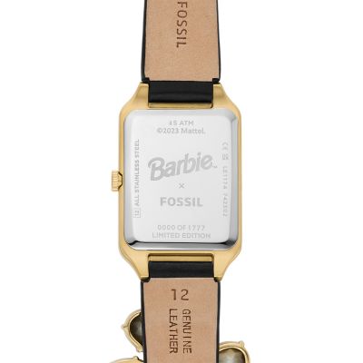 Barbie™ x Fossil Limited Edition Three-Hand Date Black LiteHide™ Leather  Watch - LE1174 - Fossil