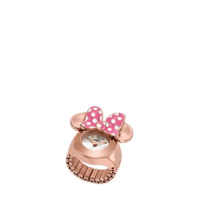 Disney Fossil Limited Edition Two-Hand Rose Gold-Tone Stainless Steel Watch Ring