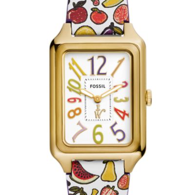 Montre Willy Wonka™ x Fossil à deux aiguilles, en cuir imprimé, multicolore, en édition limitée