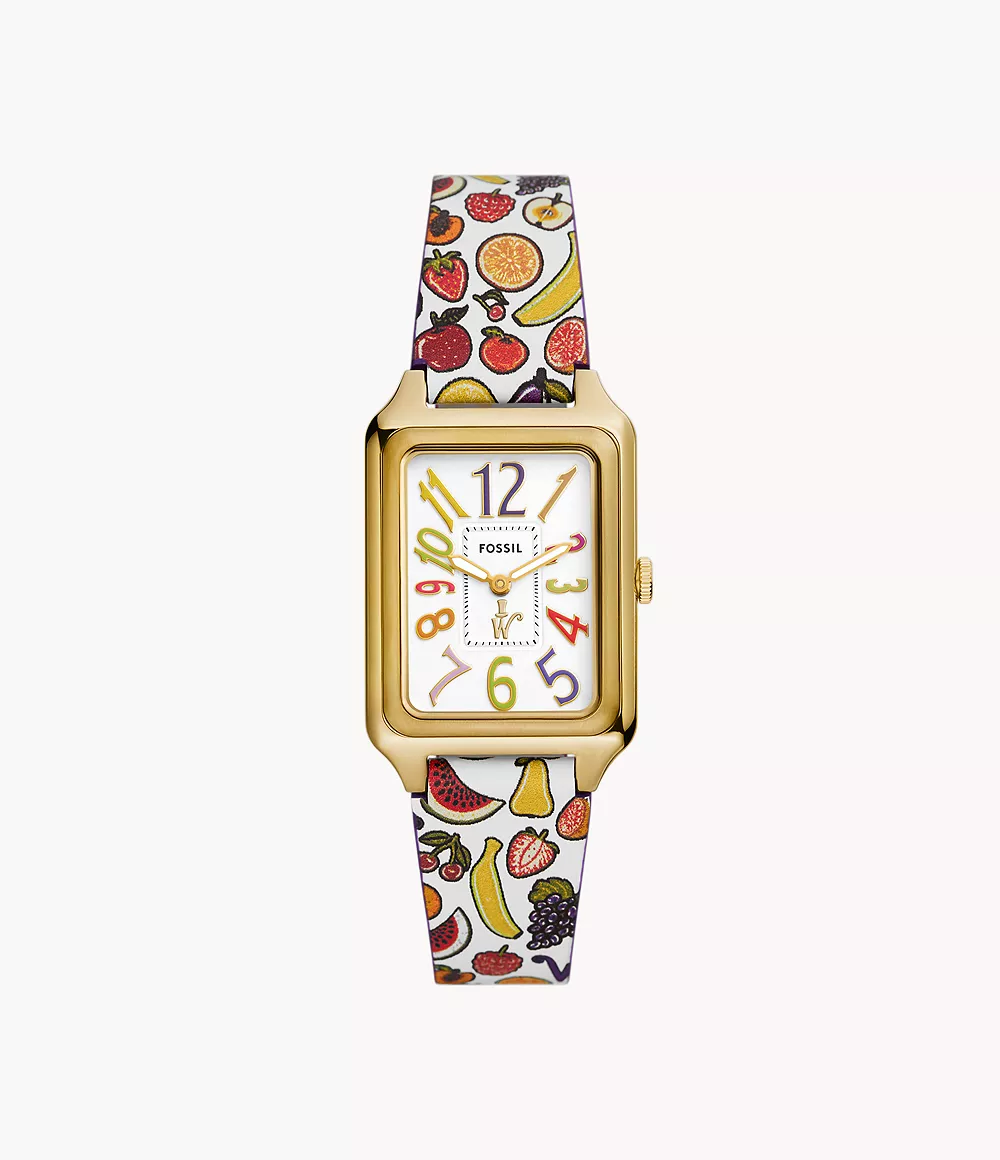 Willy Wonkatm X Fossil Limited Edition Two-Hand Multicolor Print Leather Watch
